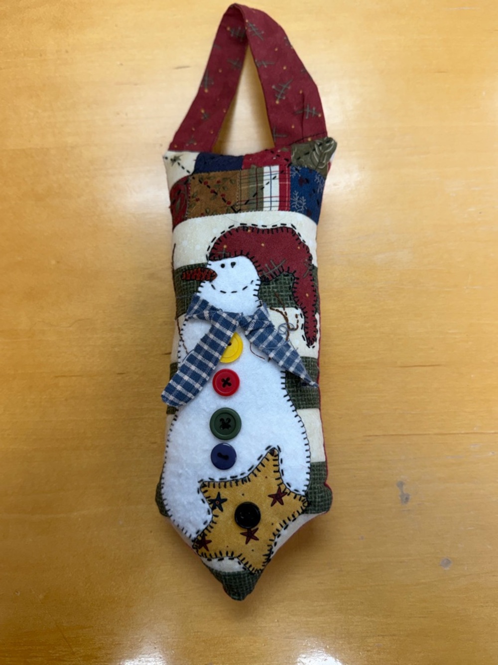 Handmade Red & White Snowman Hanging Ornament - Home Accents Decor